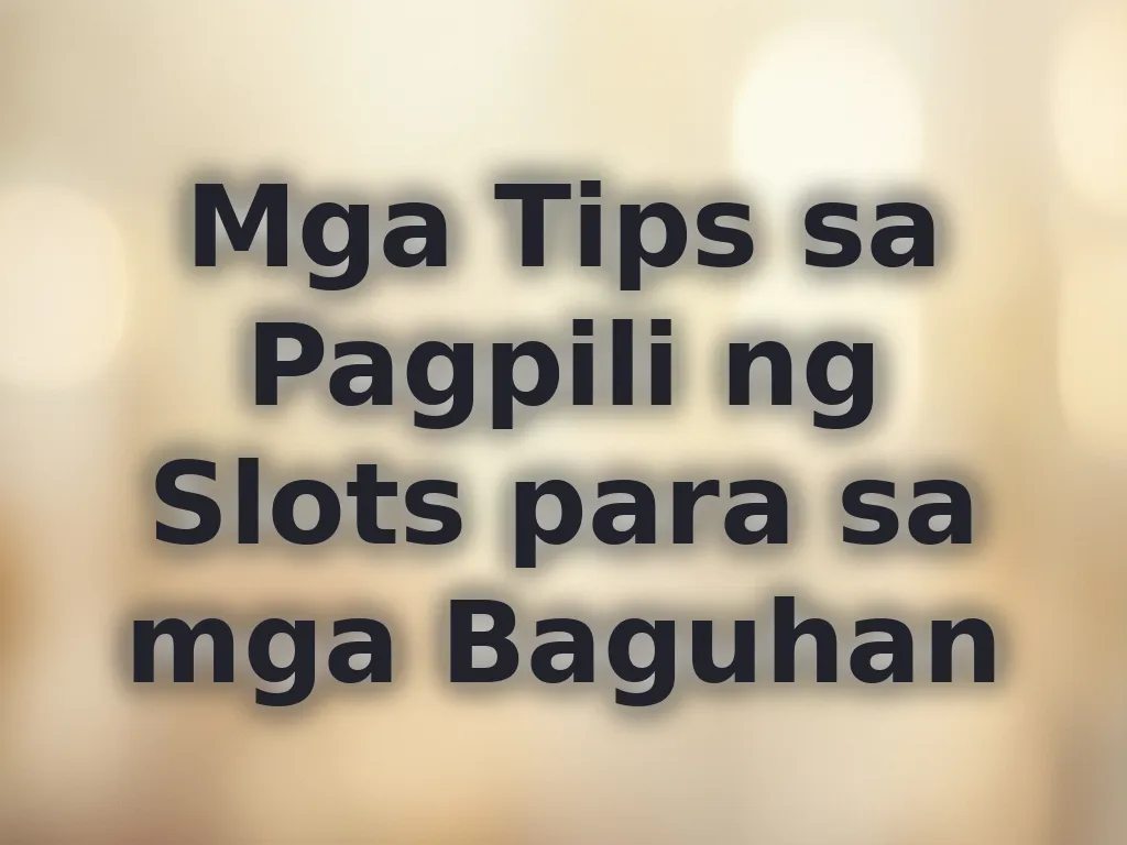 Mga Tips sa Pagpili ng Slots para sa mga Baguhan